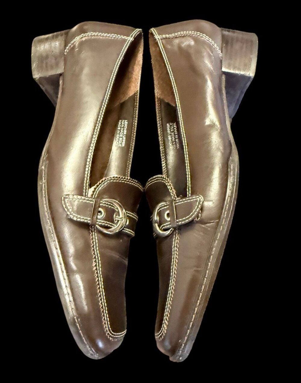 Etienne Aigner Vintage “Jules" Square-Toe Leather Loafers Brown Sz. 9.5 - Picture 14 of 16